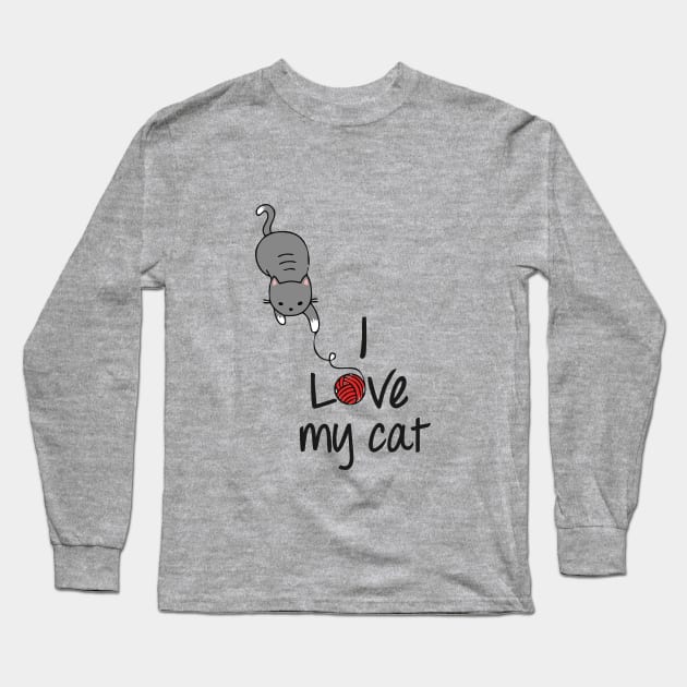 I love my cat cute design Long Sleeve T-Shirt by colouredwolfe11